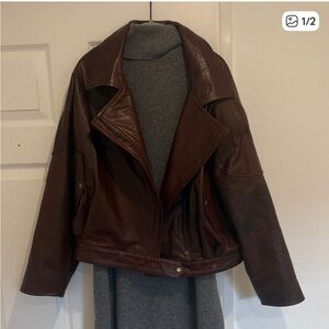 Elegant Burgundy Leather Jacket for Women